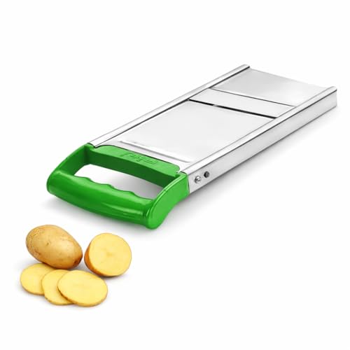 Simplyhut Stainless Steel Potato Chips Cutter- Vegetable Slicer Kitchen Premium Adjustable Slicer &Grater with Safety Holder for Potato Chips Veg Salad Maker, Machine with Holder Used (Plain Slicer) - Image 2
