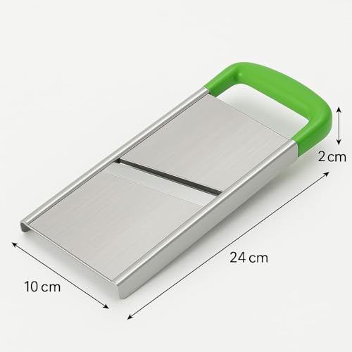 Simplyhut Stainless Steel Potato Chips Cutter- Vegetable Slicer Kitchen Premium Adjustable Slicer &Grater with Safety Holder for Potato Chips Veg Salad Maker, Machine with Holder Used (Plain Slicer) - Image 3