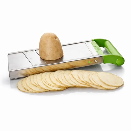 Simplyhut Stainless Steel Potato Chips Cutter- Vegetable Slicer Kitchen Premium Adjustable Slicer &Grater with Safety Holder for Potato Chips Veg Salad Maker, Machine with Holder Used (Plain Slicer) - Image 1