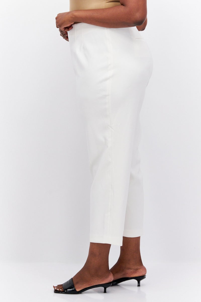 ANNE KLEIN سروال قصير سادة للنساء بمقاسات كبيرة، بيج - Image 3