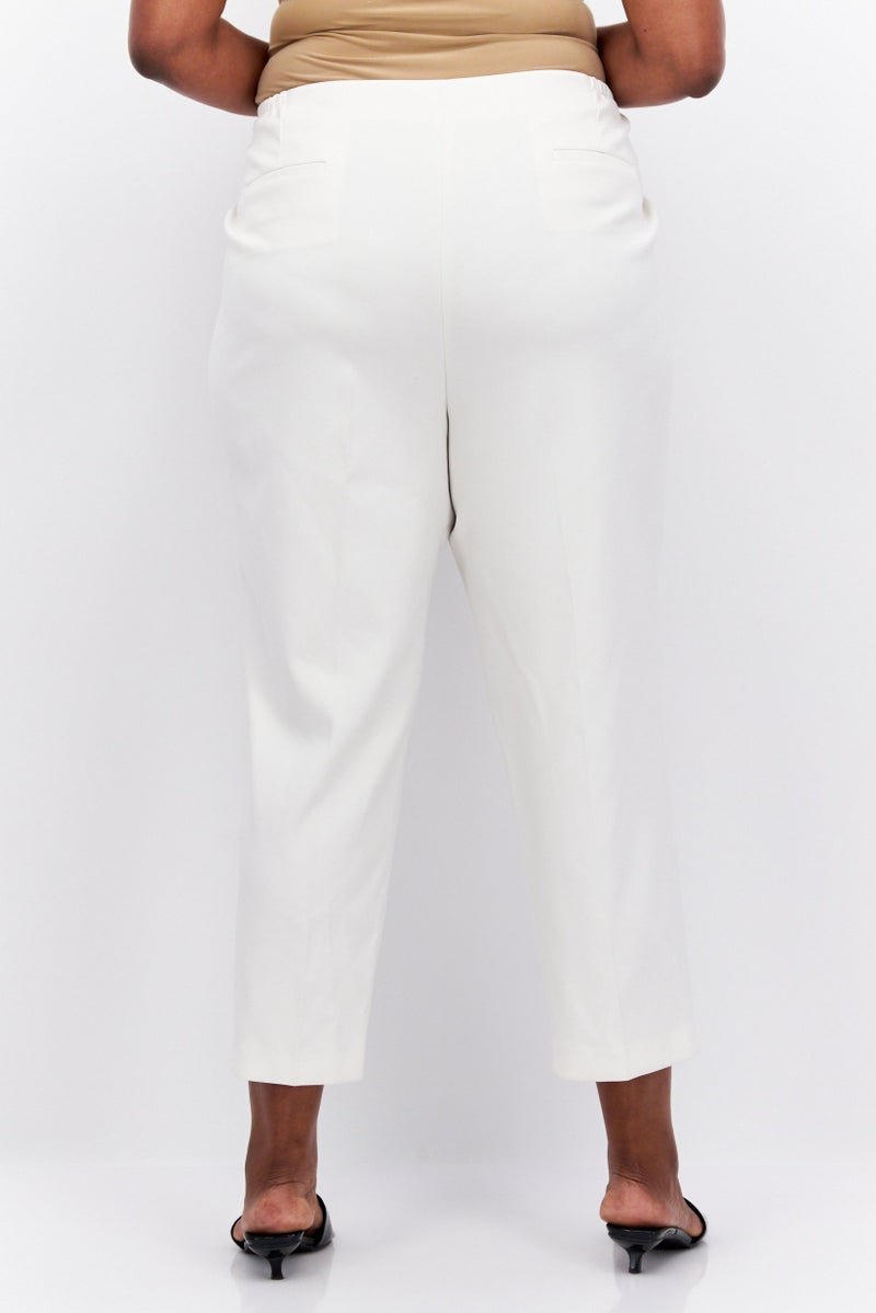 ANNE KLEIN سروال قصير سادة للنساء بمقاسات كبيرة، بيج - Image 4