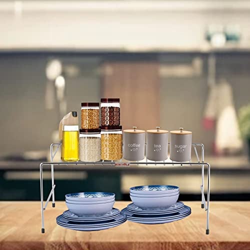 Benevole Stainless Steel Cabinet Shelf Divider for Kitchen Storage/Organizer Rack (Pack of 1, Tiered Shelf) - Image 4