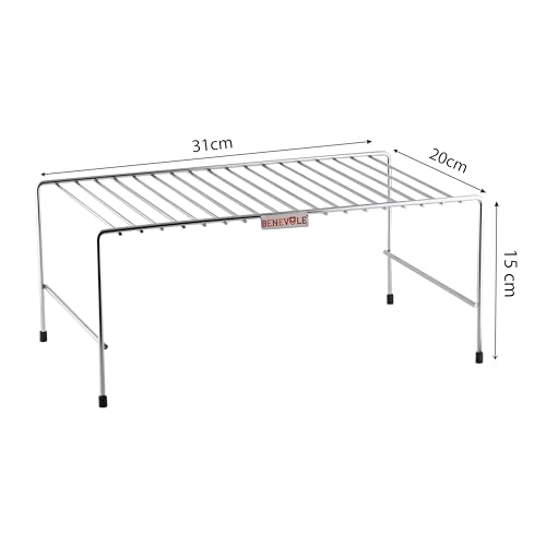 Benevole Stainless Steel Cabinet Shelf Divider for Kitchen Storage/Organizer Rack (Pack of 1, Tiered Shelf) - Image 3