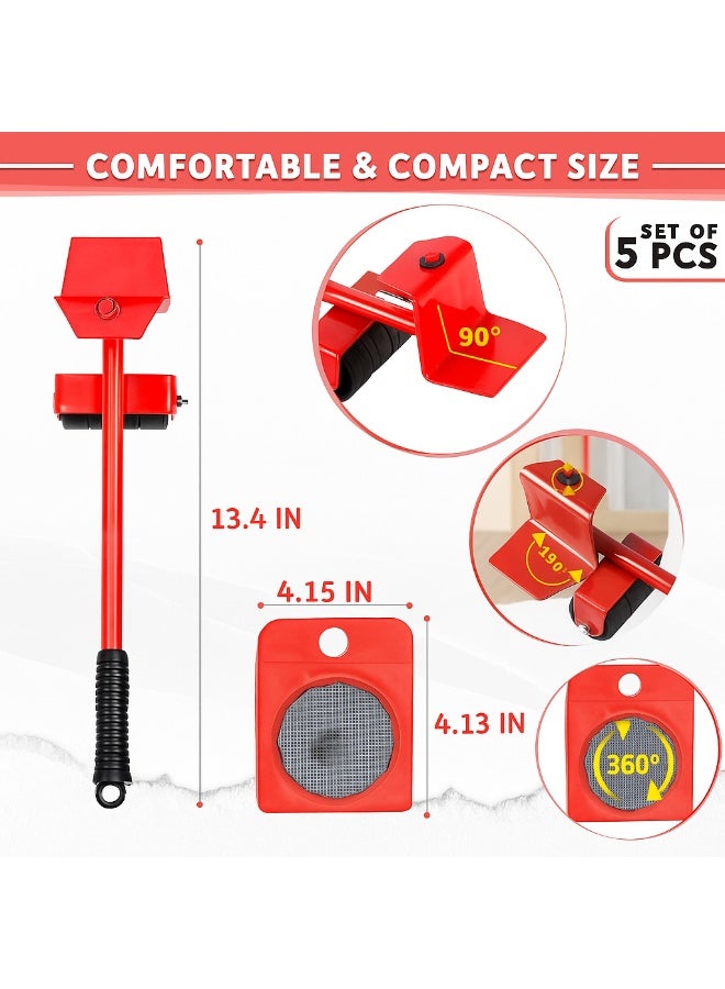 Heavy Duty Furniture Lifter & Mover Tool Set – 5 PCS Iron Furniture Moving Kit with 360° Rotating Wheels – Easy Lifting & Sliding for Sofa, Bed, Fridge & Washing Machine - Image 3