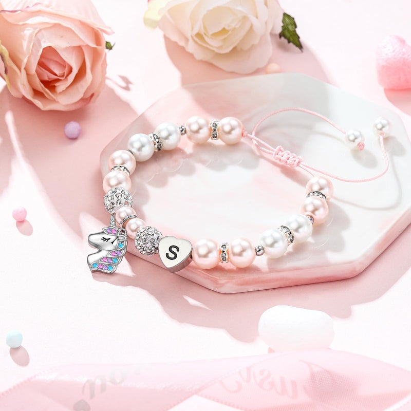 Hidepoo Birthday Gifts - Unicorn Bracelet Gifts, Heart Initial A Unicorn Bracelets Jewelry Gifts Unicorn Gifts Rainbow CZ Letter Unicorn Bracelet Birthday Gifts Unicorn Jewelry Unicorn Bracelet - Image 5