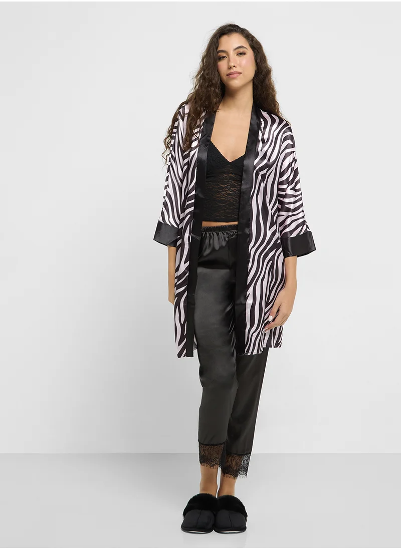 Ginger Animal Print Satin Robe