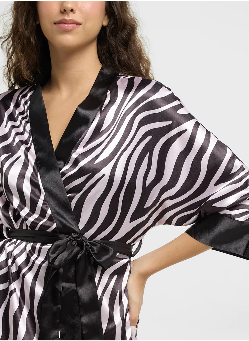 Ginger Animal Print Satin Robe