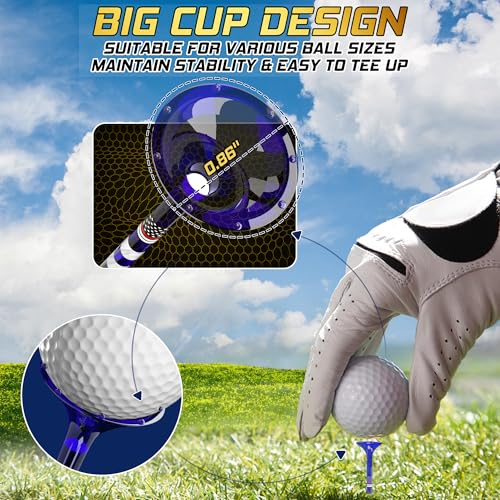 prowithlin Golf Tees 3 1/4 Unbreakable Acrylic, Plastic Long Tee with a Big Cup to Reduce Side Spin & Friction, Wonderful Gifts & Accessories for Men's Golfers, Purple, 50pcs - Image 3