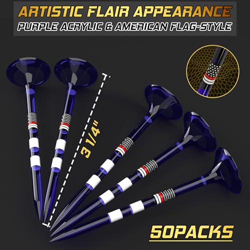 prowithlin Golf Tees 3 1/4 Unbreakable Acrylic, Plastic Long Tee with a Big Cup to Reduce Side Spin & Friction, Wonderful Gifts & Accessories for Men's Golfers, Purple, 50pcs - Image 5