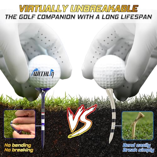 prowithlin Golf Tees 3 1/4 Unbreakable Acrylic, Plastic Long Tee with a Big Cup to Reduce Side Spin & Friction, Wonderful Gifts & Accessories for Men's Golfers, Purple, 50pcs - Image 2