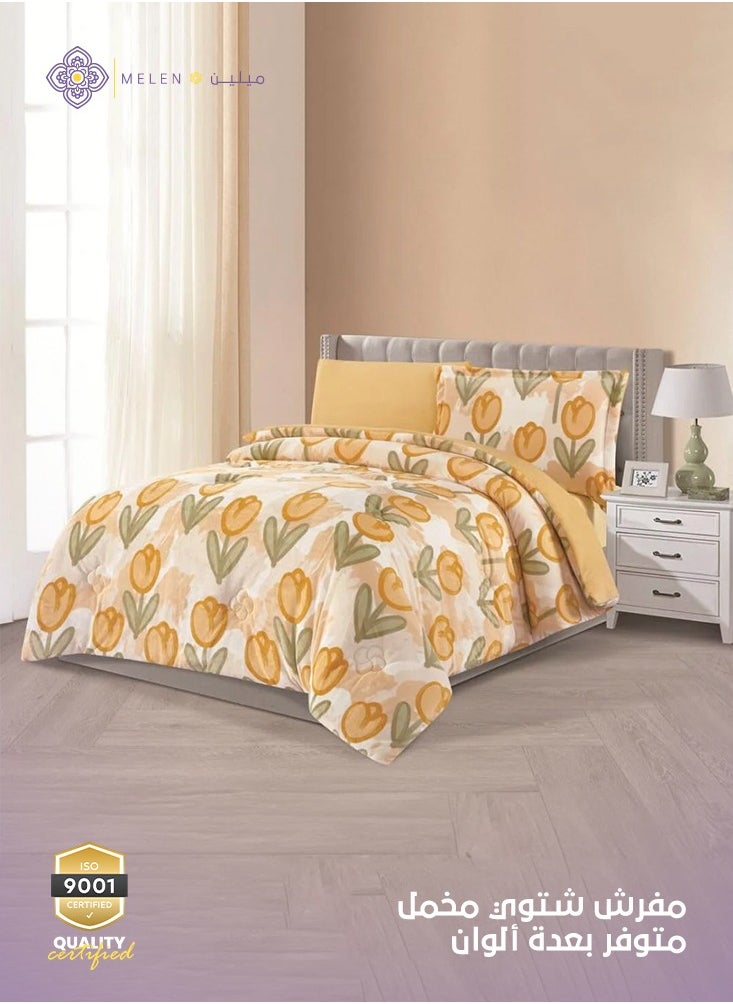 Melen Talora Velvet Winter Bedding Set – Twin XL -Cream - Yellow  - Image 1