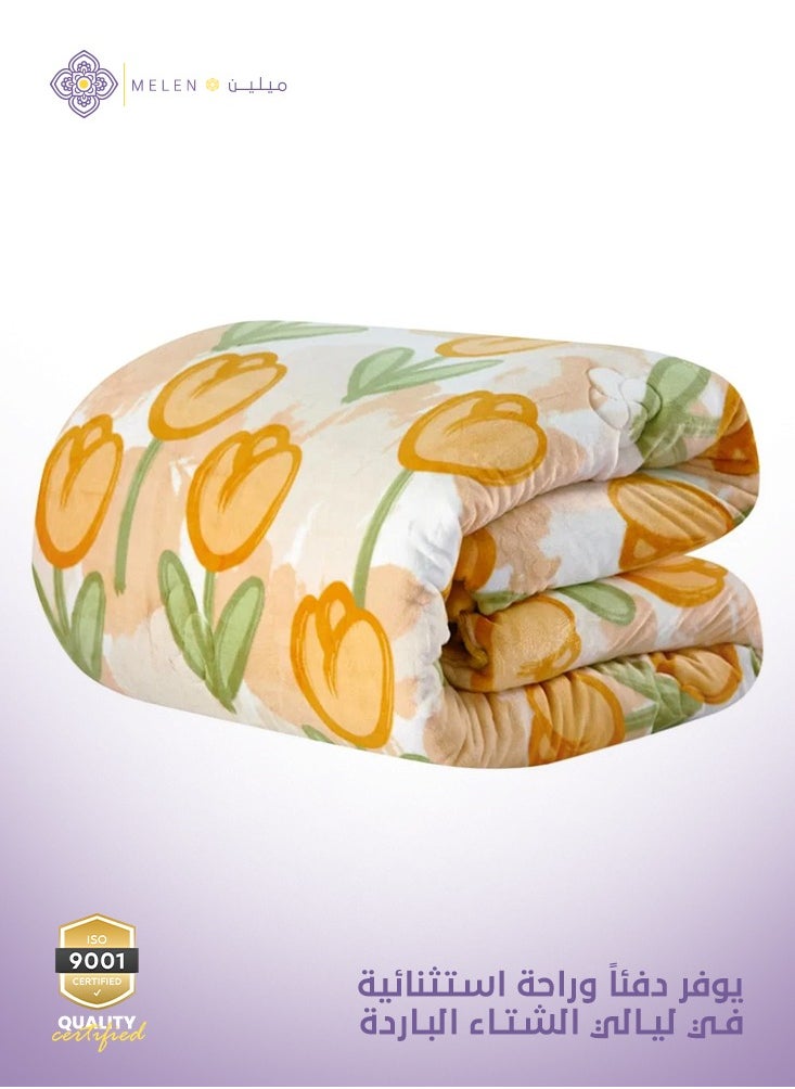 Melen Talora Velvet Winter Bedding Set – Twin XL -Cream - Yellow  - Image 5