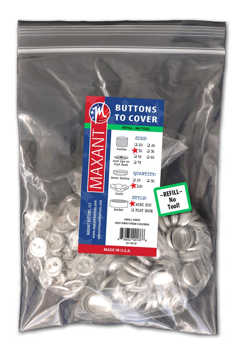 M MAXANT 100 Buttons to Cover - Made in USA - Cover Buttons with Wire Eye Backs Size 36 (7/8") - Image 3