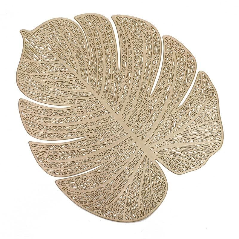 Agee Home Decor ديكور المنزل Agee - حصائر طاولة مستديرة من PVC باللون الذهبي - حصائر فينيل مضغوطة معدنية لتزيين طاولة الطعام - قابلة للمسح والغسل وغير قابلة للانزلاق - مجموعة من 6 قطع - نخيل ذهبي 6 قطع - Image 3