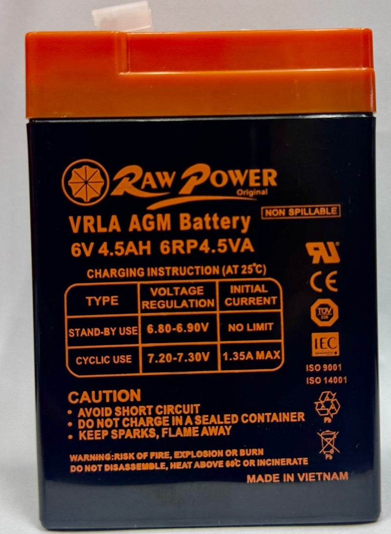 RAWPOWER BATTERY 6V4.5AH BLACK-ORANGE 