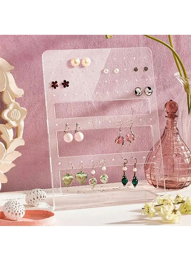 Transparent 60 Hole Jewelry Display Board Organizer for Earrings Necklaces Bracelets Rings - Image 1