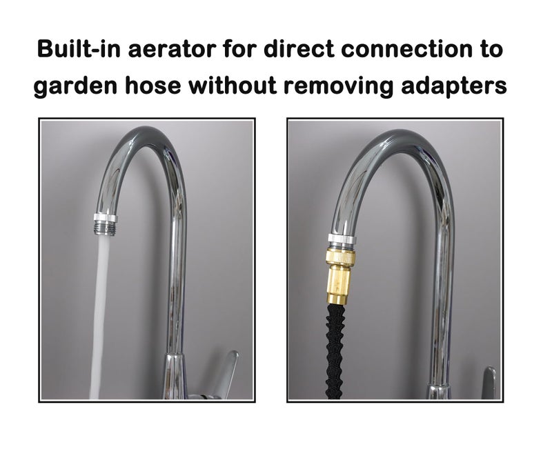 walkinginrain Faucet Adapter with Aerator, Sink Faucet to Garden Hose Adapter, Faucet Adapter to Garden Hose for Kitchen and Bathroom, 3/4" GHT Thread Chrome - Image 2