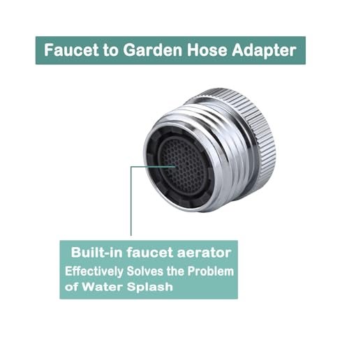 walkinginrain Faucet Adapter with Aerator, Sink Faucet to Garden Hose Adapter, Faucet Adapter to Garden Hose for Kitchen and Bathroom, 3/4" GHT Thread Chrome - Image 4
