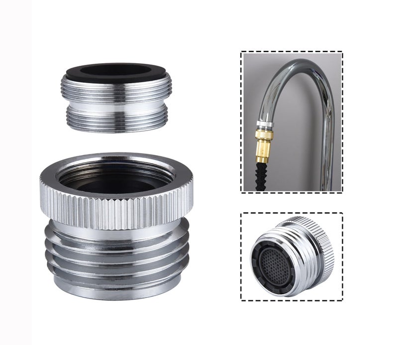 walkinginrain Faucet Adapter with Aerator, Sink Faucet to Garden Hose Adapter, Faucet Adapter to Garden Hose for Kitchen and Bathroom, 3/4" GHT Thread Chrome - Image 1