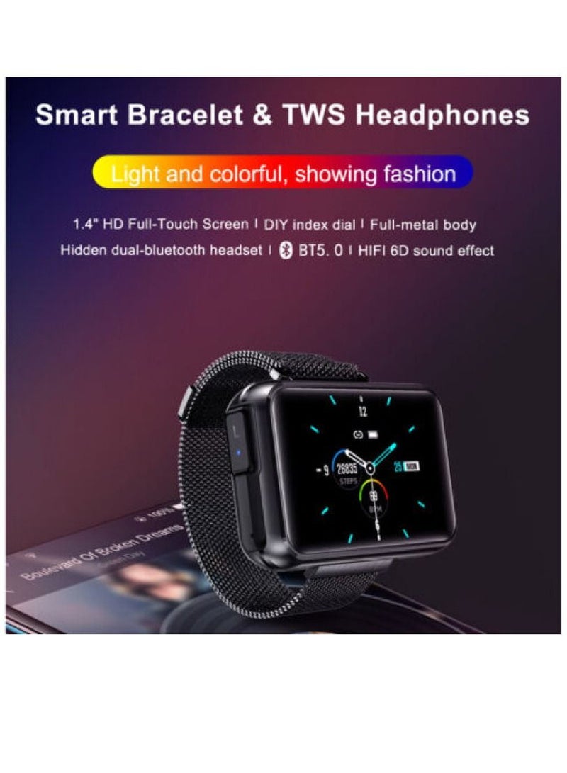AROAQ T91 2 in 1 TWS Wireless Bluetooth Headset Smart Watch Men 1.4" Big DIY Screen Bluetooth 5.0 Headphone Fitness Tracker Smartwatch Silver  - Image 3