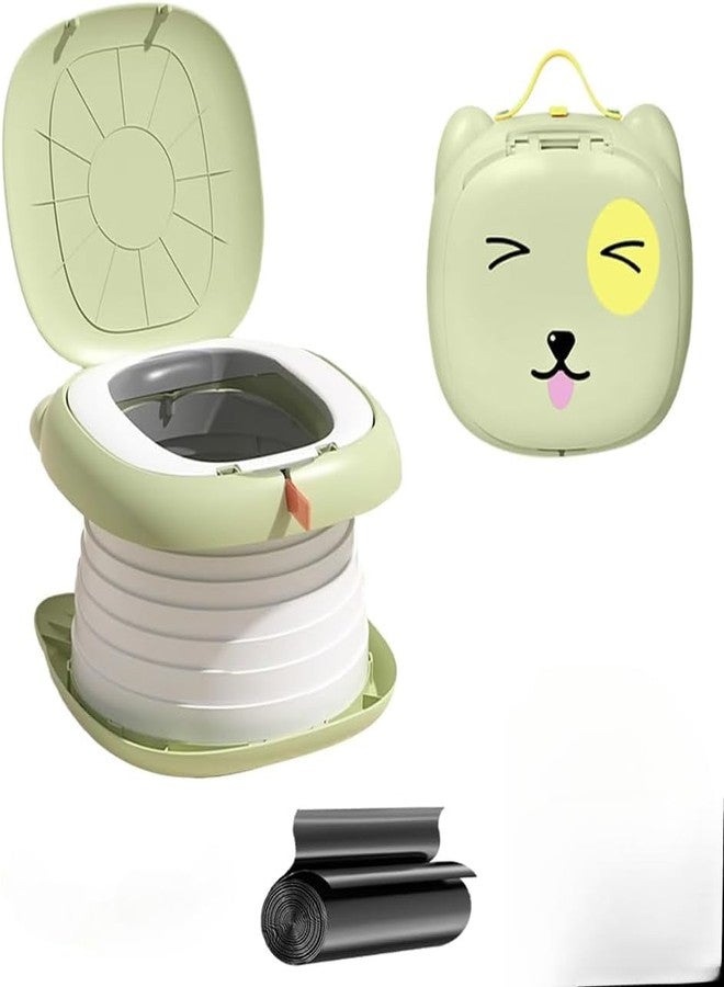TORIOX نونية سفر للأطفال الصغار من توريوكس، نونية محمولة قابلة للطي بتصميم كرتوني، مرحاض تدريب على استخدام النونية مع كيس نفايات، مرحاض طوارئ للأطفال الصغار، للسفر والتخييم - Image 1