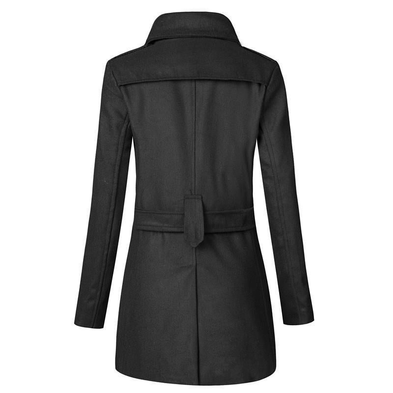 Gray Long British Style Overcoat with Belt for Men Grey - Image 5
