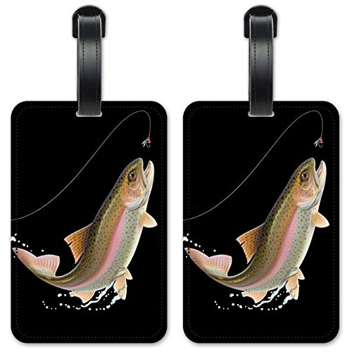 Art Plates Leaping Fish (Black) - Luggage ID Tags - Suitcase Identification Cards - Set of 2 - Image 1