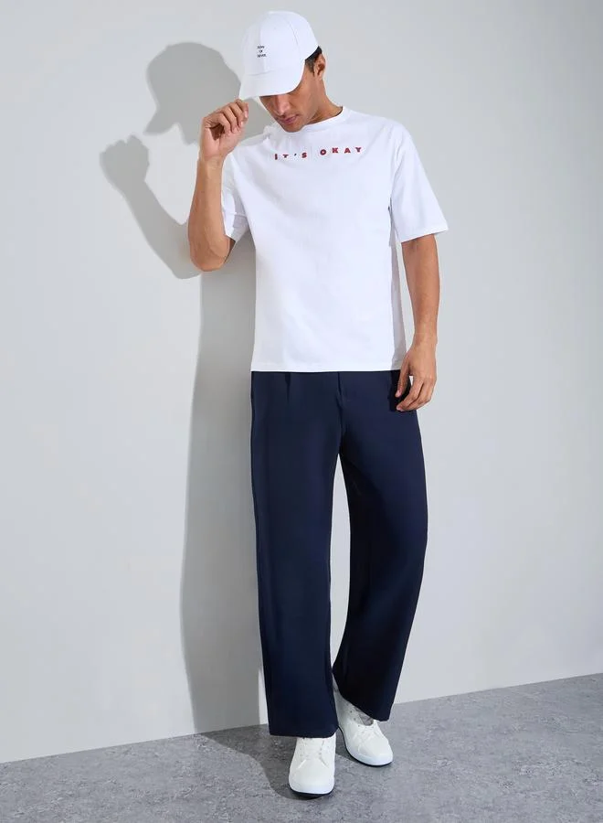 Styli White HD Slogan Print Crew Neck Oversized T-Shirt