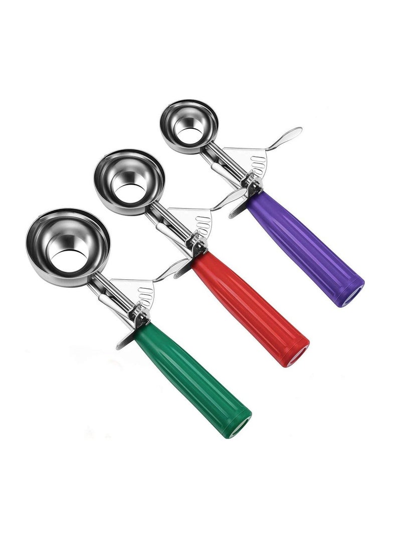NIBEMINENT Cookie Scoop Set of 3 - Stainless Steel Ice Cream Scooper Small, Medium and Large Scoops for Baking, Easy to Clean, Highly Durable  - Image 1