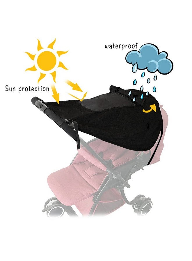Apol Pram Sunshade Sun Cover, Sun Shade Stroller for Baby, Universal Waterproof Stroller Sunshade Cover Anti-UV with Viewing Window for Stroller(Black) - Image 3