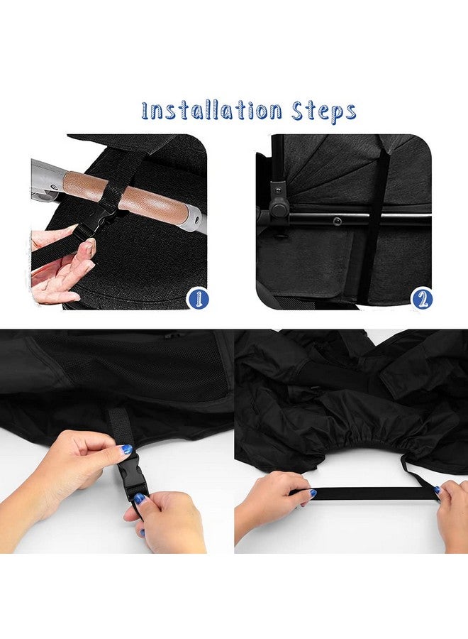 Apol Pram Sunshade Sun Cover, Sun Shade Stroller for Baby, Universal Waterproof Stroller Sunshade Cover Anti-UV with Viewing Window for Stroller(Black) - Image 4