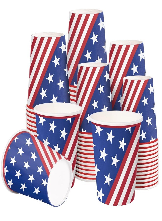 WRAPAHOLIC 50 Pcs 4th of July Paper Cups - 9 oz Disposable Cups, Coffee Cups, Hot/Cold Beverage Drinking Cups for Water Juice, Perfect for Home, Office and Party Supplies - Image 1