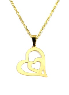 18K Pure Gold Double Heart Design Necklace