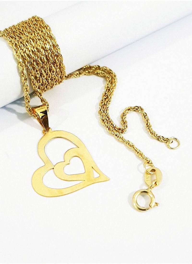 Hamsa.ae - 18K Pure Gold Double Heart Design Necklace - Image 1