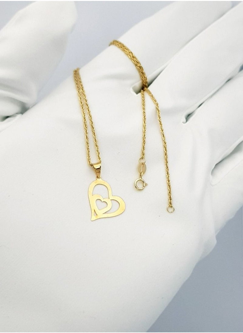 Hamsa.ae - 18K Pure Gold Double Heart Design Necklace - Image 1