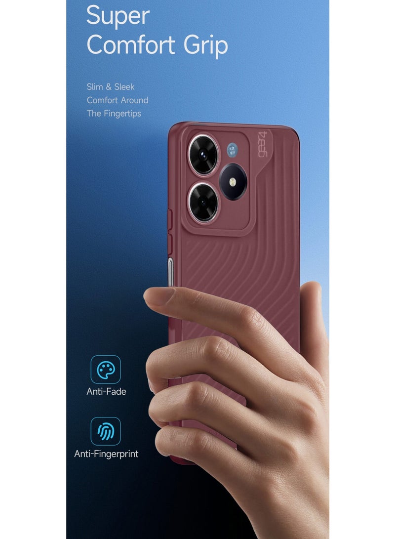 Gear4 Soft Liquid Silicone With Wavey Texture Case Cover F or Realme C61 / Realme C63 4G 2024 Gear4 Maroon - Image 2