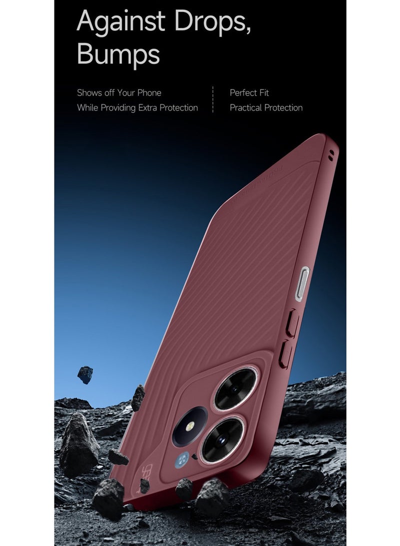 Gear4 Soft Liquid Silicone With Wavey Texture Case Cover F or Realme C61 / Realme C63 4G 2024 Gear4 Maroon - Image 4