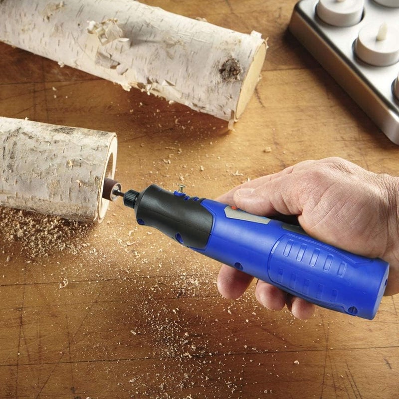 في تولز مطحنة صغيرة لاسلكية 3.6 فولت مع مجموعة ملحقات مكونة من 43 قطعة، أداة دوارة للتلميع والتنظيف والنقش، لون أزرق، Vt1212 - Image 4