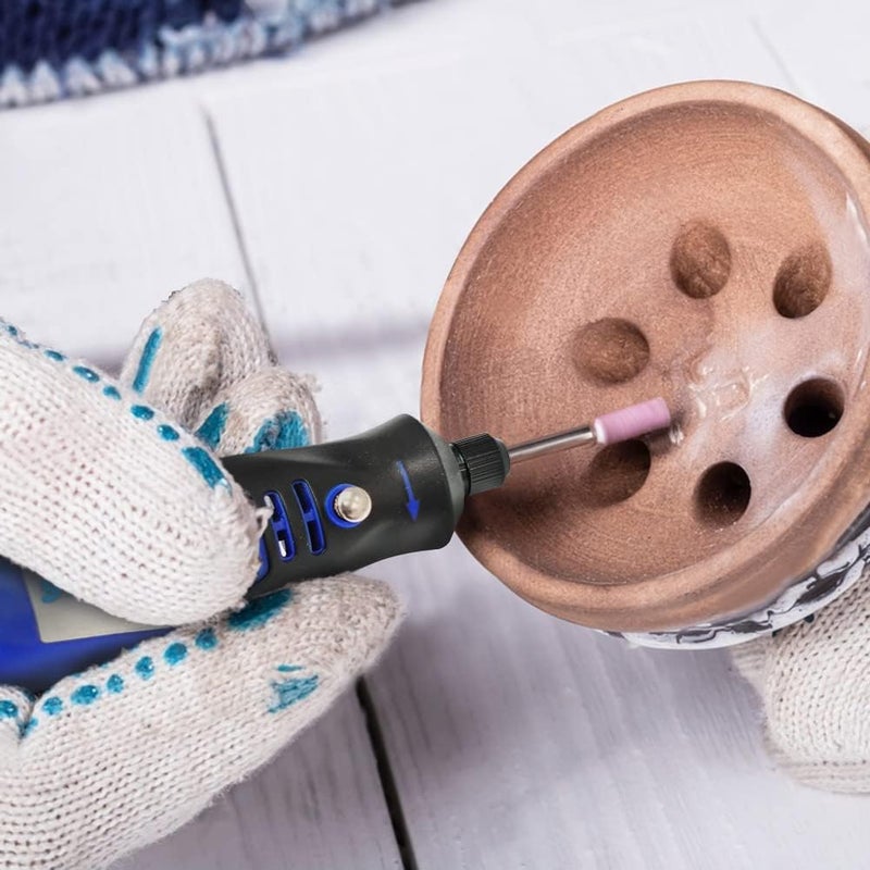 في تولز مطحنة صغيرة لاسلكية 3.6 فولت مع مجموعة ملحقات مكونة من 43 قطعة، أداة دوارة للتلميع والتنظيف والنقش، لون أزرق، Vt1212 - Image 5