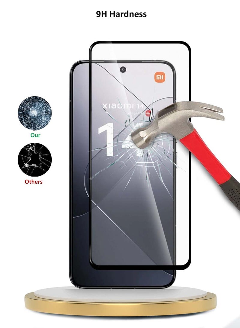 دبليو تيك Xiaomi 14 5G 2023 Premium E2E Series Full Glue غطاء كامل واقي شاشة من الزجاج المقسى (MSGECN)  - شفاف / أسود - Image 3