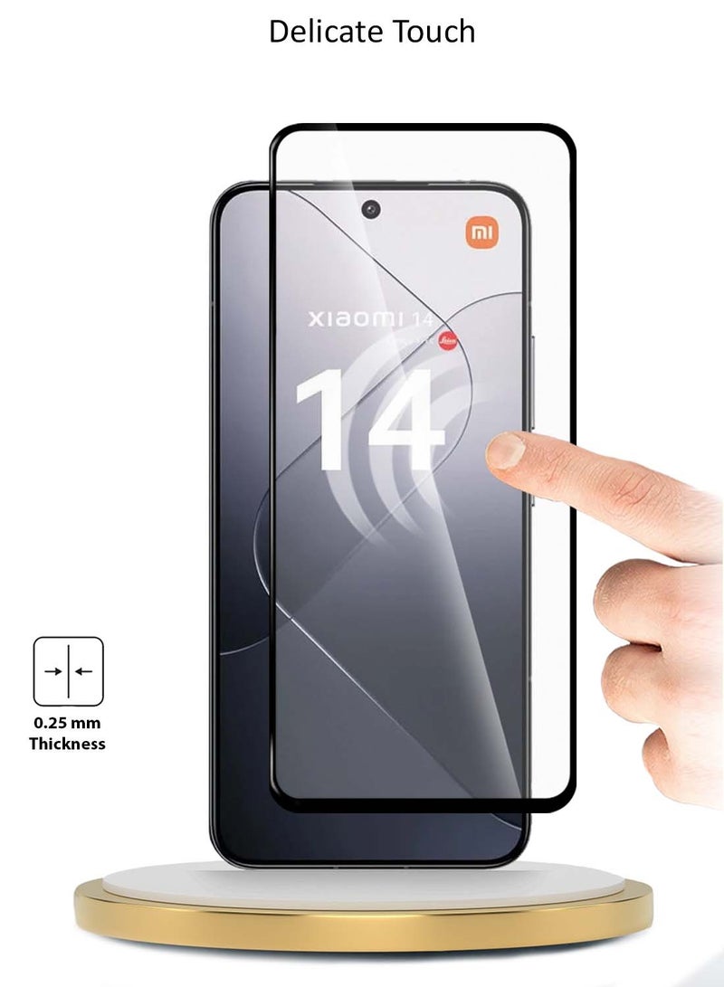 دبليو تيك Xiaomi 14 5G 2023 Premium E2E Series Full Glue غطاء كامل واقي شاشة من الزجاج المقسى (MSGECN)  - شفاف / أسود - Image 4