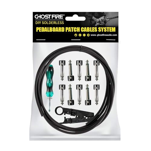GHOSTFIRE Solderless Pedalboard Cable Kit, 6.5ft Cable & 10 Nickel Plated Copper Tip Connectors for Guitar Effects & Pedal Board, DIY Custom Patch Cables with Cutter, Bolt Driver (SP-01) - Image 4