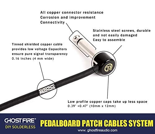 GHOSTFIRE Solderless Pedalboard Cable Kit, 6.5ft Cable & 10 Nickel Plated Copper Tip Connectors for Guitar Effects & Pedal Board, DIY Custom Patch Cables with Cutter, Bolt Driver (SP-01) - Image 2