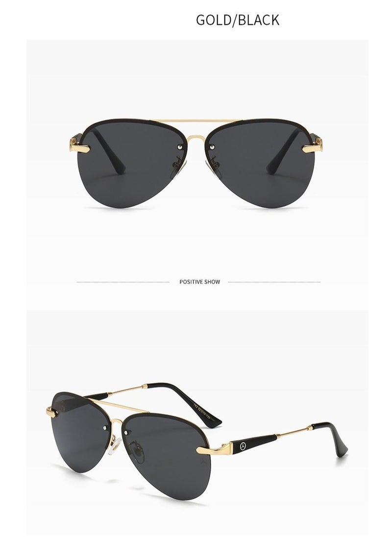 Mercedes-Benz - New Mercedes Benz Rimless Sunglasses Men's Polarized Glasses Black Gold Frame - Image 1