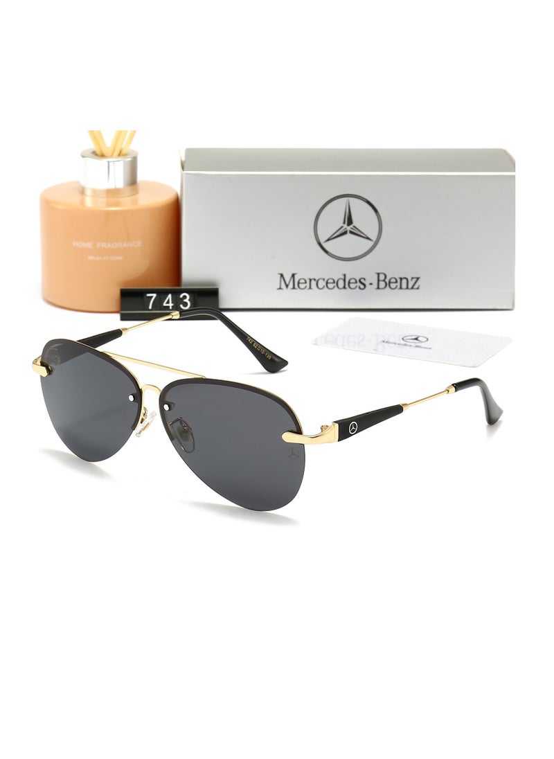 Mercedes-Benz - New Mercedes Benz Rimless Sunglasses Men's Polarized Glasses Black Gold Frame - Image 1