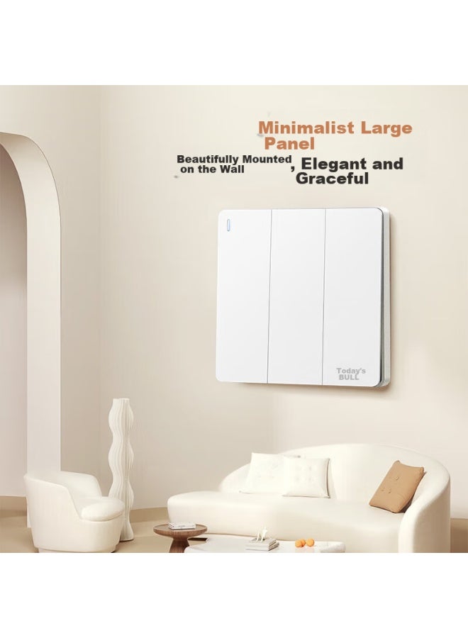 Bull Switch Socket G12 Series, Three-gang Double Control Switch, 86-type Concealed Installation, Large Panel G12k312, Twilight Snow White - Image 2