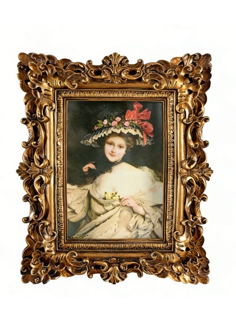 Antique Gold Baroque Picture Frame, Ornate Carved Photo Frame for Wall or Tabletop Display, Vintage Home Decor,5×7 - Image 1