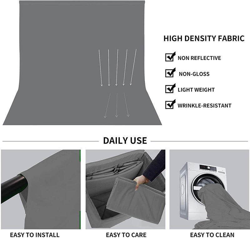 HomeArt 8x14 Feet Grey Screen Backdrop for Photography, Chroma Key Virtual Grey Background Sheet for Photography Zoom Meeting, Cloth Curtain for Video Studio Streaming Gaming Photoshoot - Image 5