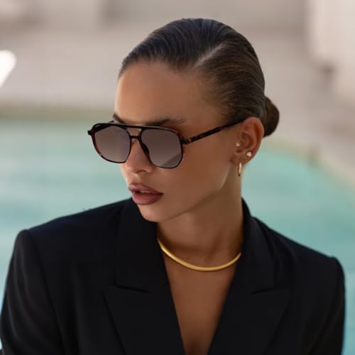 hnbliv Retro Aviator Sunglasses for Women & Men Lightweight Square Shade UV400 Protection Unisex Tortoise Shell Sun Glasses - Image 3
