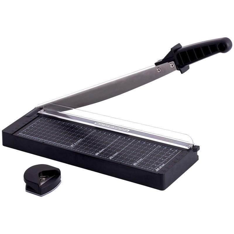 TIANSE Paper Cutter 12 Inch Paper Cutter Guillotine with 8 to 10 Sheet Capacity Safety Blade Lock Heavy Duty Paper Trimmer for Cardstock Cutting Board Paper Cutter Slicer for Home Office School Black - Image 1